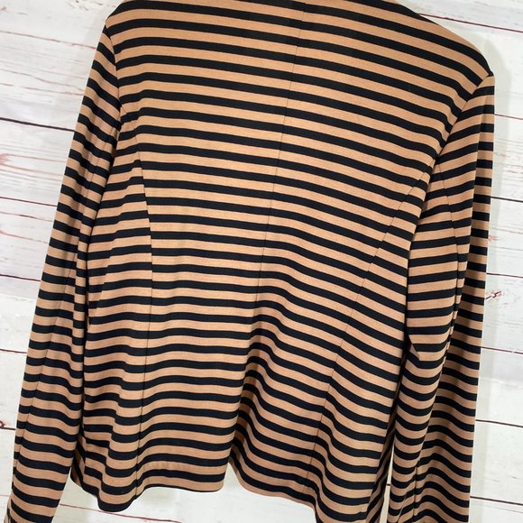 NY Collection Brown & Black Striped Open Sweater Jacket NWOT Women's Size Large - Picture 8 of 10